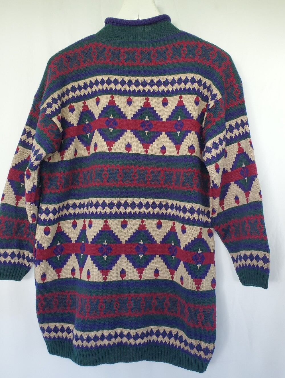 Cut4U Men's Multicolor Patterned Knit Sweater - Green, Red, Cream
